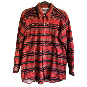 Vintage Chico's Design SIZE 2 (M) Flannel Shirt Jacket Aztec Southwest Tribal